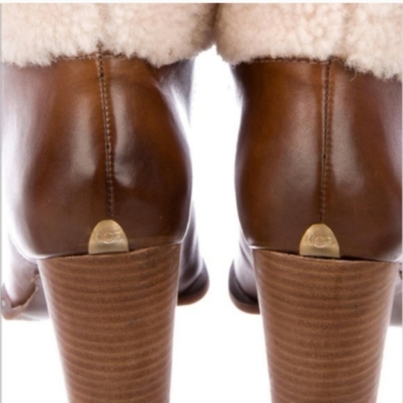 NWT Camel Champagne Ugg Ava Leather Shearling Boot - Picture 3 of 7
